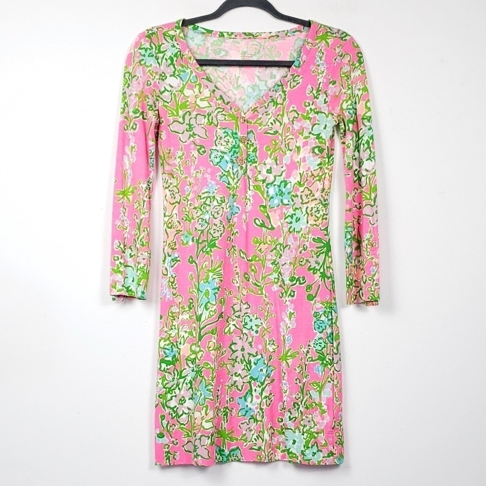 Lilly Pulutzer palmetto long sleeve Henley dress - Picture 2 of 7